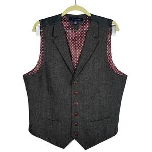 Tommy Hilfiger Business Wool Blend Button Up Tailored Suit Formal Vest Sz Large‎